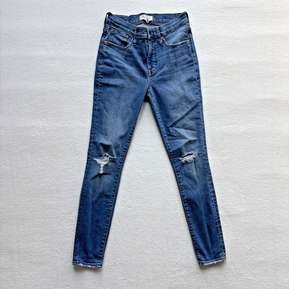 Madewell Womens Jeans Size 26 9" Mid-Rise Skinny Distressed Stretch‎ Denim